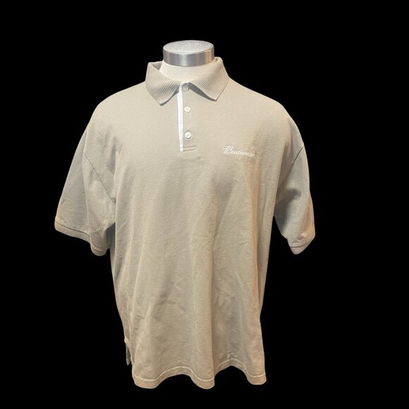 Budweiser Polo Shirt Bud Beer CONCEPTS Pine Island Men’s Cotton Beige Sz XL - Picture 1 of 6